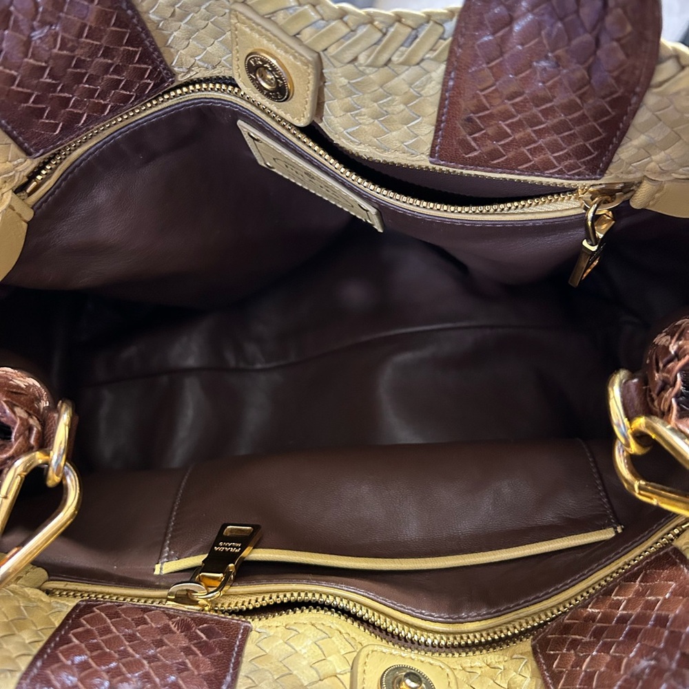 Prada Madras Woven and Leather Tote Bag - Picture 13 of 16